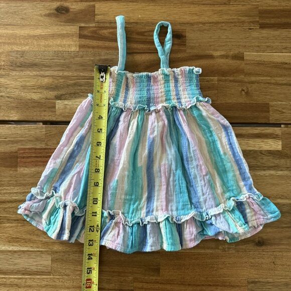 PEEK Girls Toddler Rainbow Striped Blouse Top Size 2T Boho Beachy Resort Cotton - Picture 3 of 7